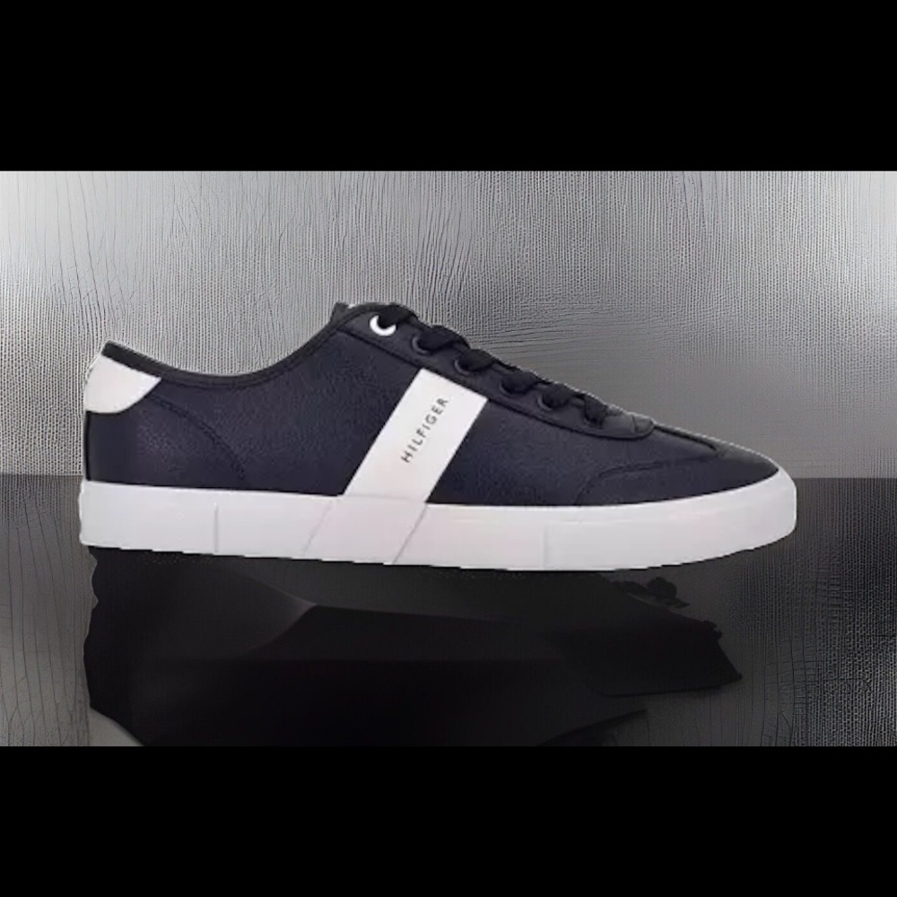 TOMMY HILFIGER LEATHER DARK BLUE PANDORA SNEAKER LACE UP SHOE TMPANDORA2